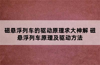 磁悬浮列车的驱动原理求大神解 磁悬浮列车原理及驱动方法